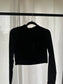 Long-sleeve Cut-out Open Neck Crop Top - Size M