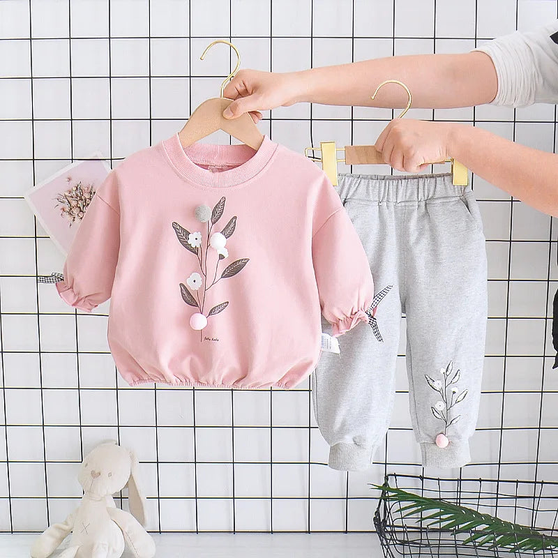 Long-Sleeve Floral Tracksuit Sets for Girls