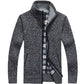 Autumn/Winter Men's Thick Knitted Off-White Long Sleeve Cardigan with Full Zip