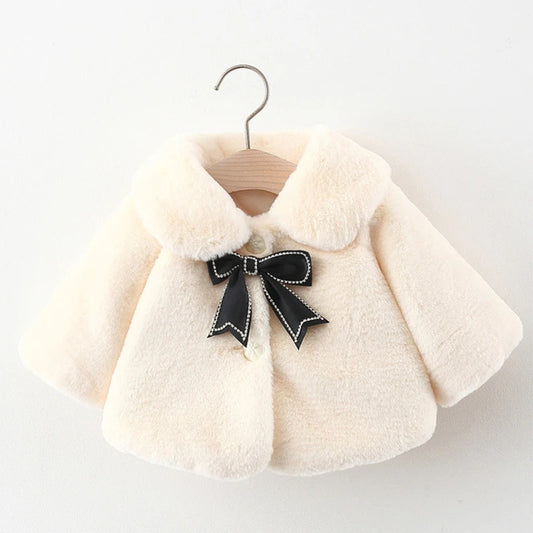 2024 New Winter Jacket For Baby Girl Clothes Fashion Christmas Princess Cloak Autumn Warm Faux Fur Girls Coat Plush Baby Outwear