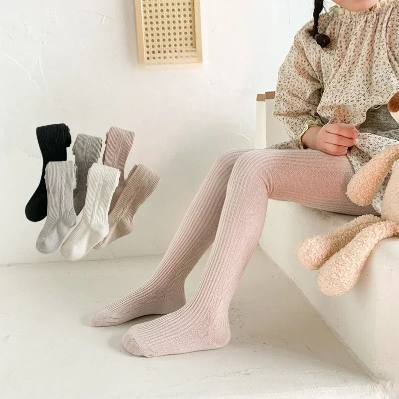 Spring/Autumn Ribbed High Waist Knitted Stockings