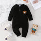 Cartoon Bear Newborn Baby Jumpsuit with Tiny Buttons