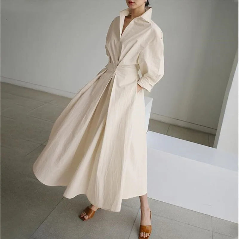 Plus Size Swing Dress Solid Coat – Casual Coat Button Lapel Belt