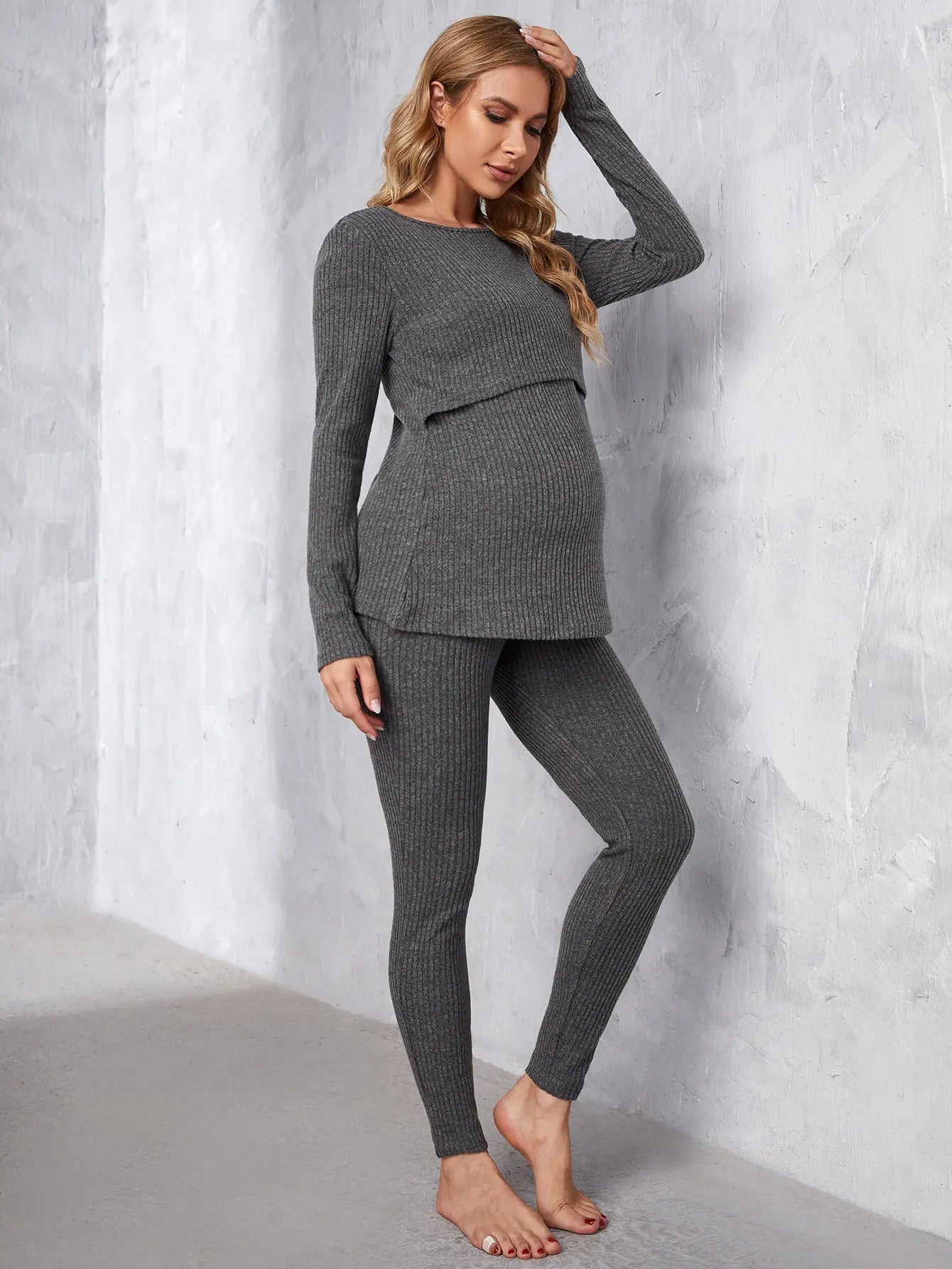 Spring/ Autumn 2-Piece Solid Breastfeeding Maternity sets