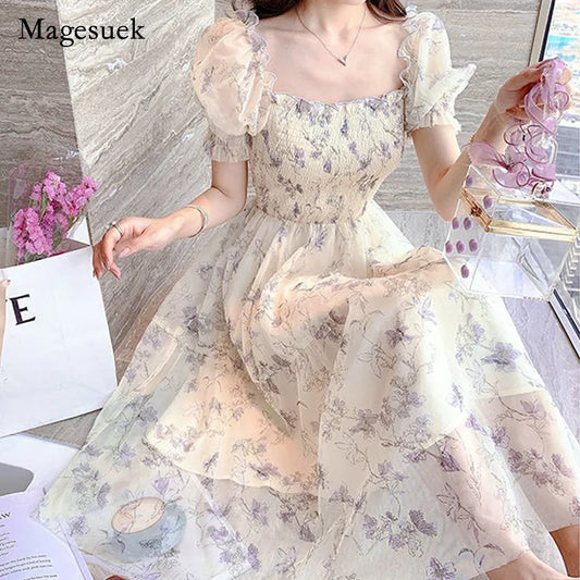 White floral sweet and elegant dress