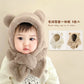 Warm, windproof baby fur hat with bear ears and a hooded scarf for boys and girls