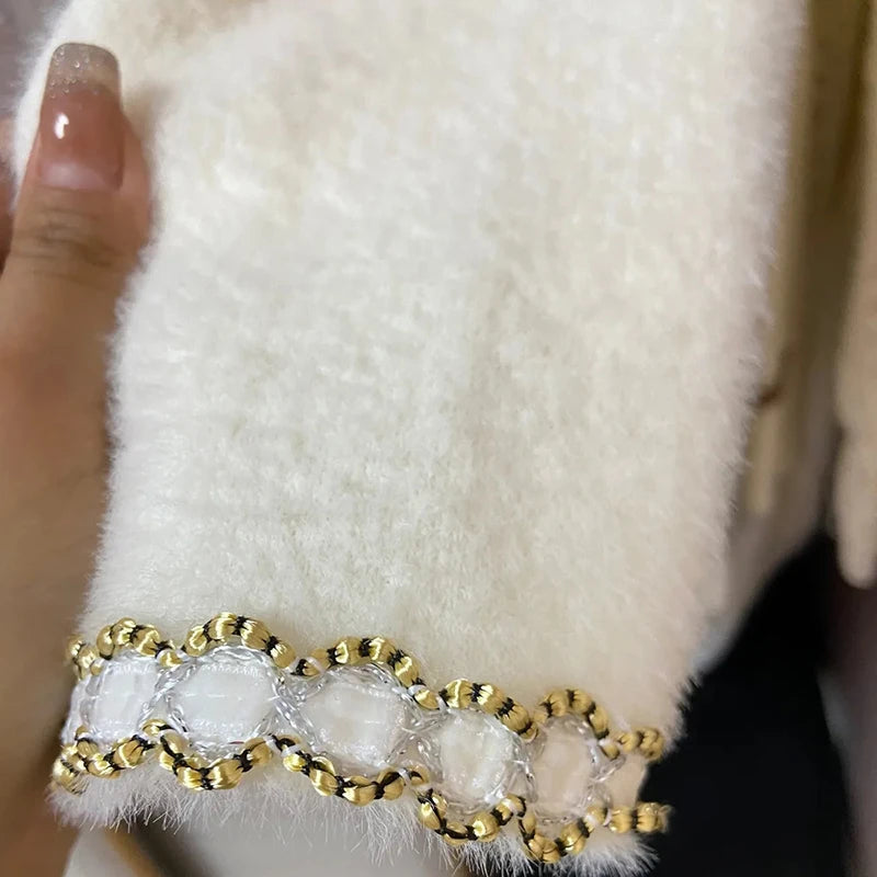 Korean Fashion Fleece Knit Cardigan