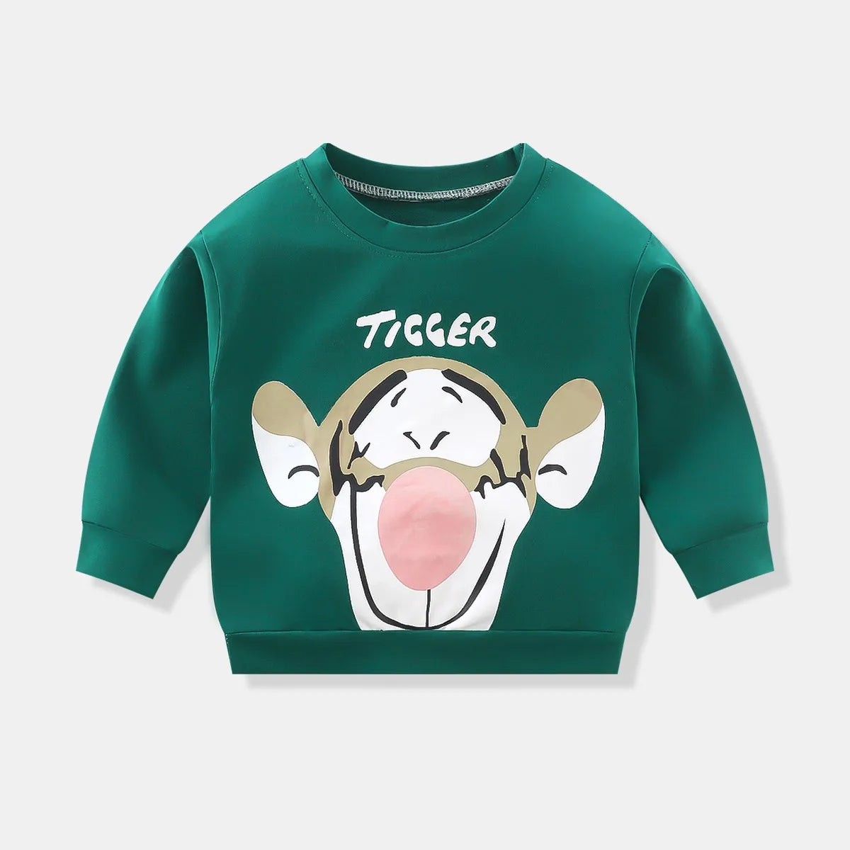 Spring/Autumn Cute Cartoon Print with Round Neck and Long Sleeve Sweater