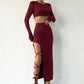 Solid Color Half Skirt with Crop Top Set