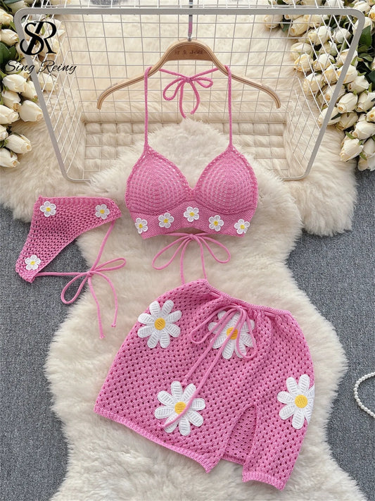 Korean Hollow Out Knitted Two-Piece Set