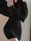 Autumn/ Winter Knitted Hooded Sweater and Elastic Waist Bodycon Skirt Set