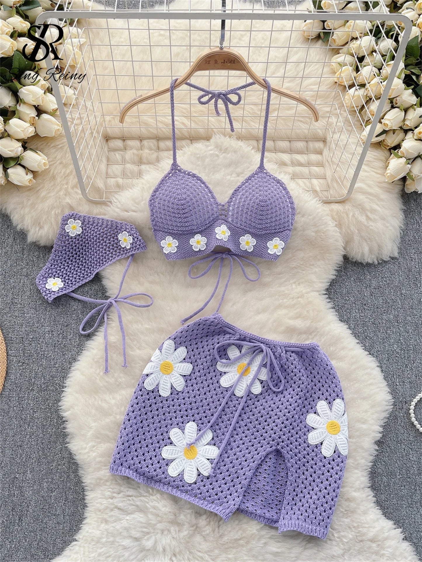 Korean Hollow Out Knitted Two-Piece Set