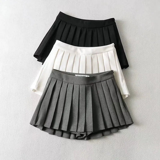High-Waist Vintage Pleated Skirt