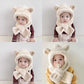 Warm, windproof baby fur hat with bear ears and a hooded scarf for boys and girls
